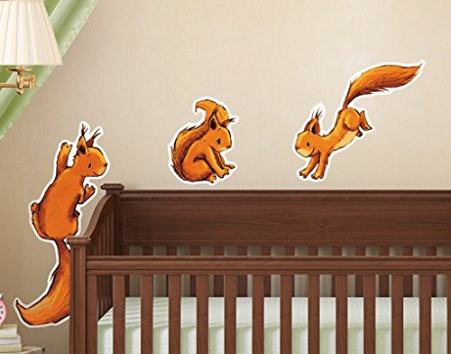 Bilderwelten Wandtattoo Babyzimmer DREI Einhörnchen, Größe HxB:30cm x 33cm von Bilderwelten