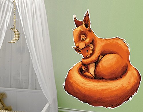 Bilderwelten Wandtattoo Babyzimmer Einhörnchen Mama, Größe HxB:26cm x 22cm von Apalis