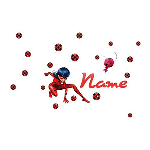 Bilderwelten Wandtattoo Kinderzimmer Miraculous Ladybug Wunschname - Wandsticker Wanddeko Wandaufkleber Kinder 45cm x 75cm von Bilderwelten