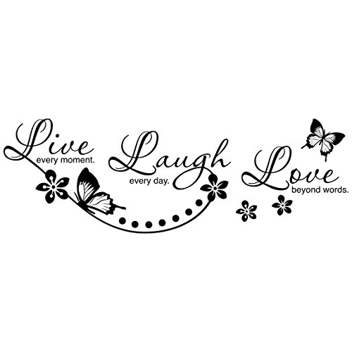 Bilderwelten Wandtattoo Sprüche Live Laugh Love, Farbe: Schwarz, Größe: 40cm x 120cm von Bilderwelten