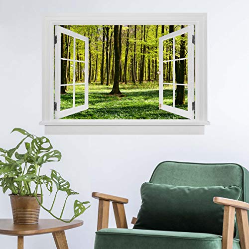 Bilderwelten Wandtattoo Top Natur, Größe:30 x 40cm Offenes Fenster Waldwiese von Bilderwelten