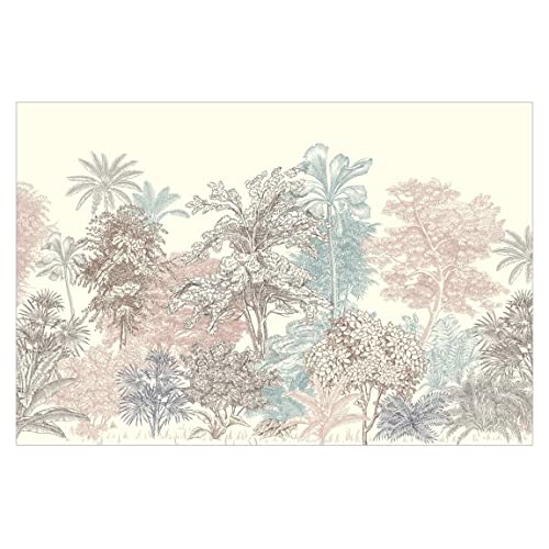 Fototapete - Tropenwald mit Palmen in Pastell, Material: Vlies Smart, Größe HxB: 320x480 cm von Bilderwelten