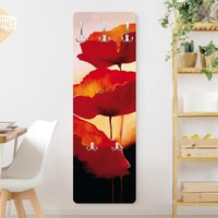 Garderobe Blumen - Poppy Family - Rot Größe HxB: 119cm x 39cm von MICASIA