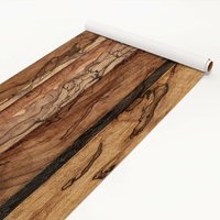 Klebefolie Holzoptik - Holzwand Flamed - Dekorfolie Holz Größe HxB: 100cm x 100cm von MICASIA