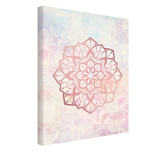 Leinwand Bild - Mandala Illustration Blüte Rose Pastell - 120 x 90cm - Canvas von Bilderwelten