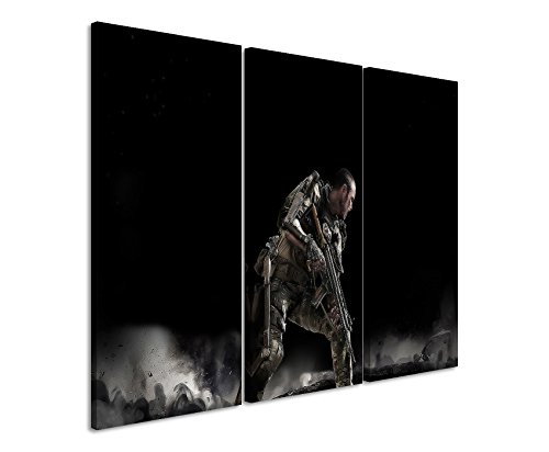 Leinwandbild 3 teilig COD_Advanced_Warfare_3x90x40cm (Gesamt 120x90cm) _Ausführung schöner Kunstdruck auf echter Leinwand als Wandbild auf Keilrahmen von Bilderwelten