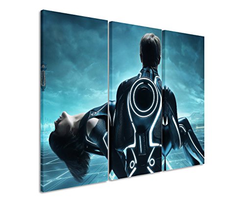 Leinwandbild 3 teilig Tron_Legacy_3x90x40cm (Gesamt 120x90cm) _Ausführung schöner Kunstdruck auf echter Leinwand als Wandbild auf Keilrahmen von Bilderwelten