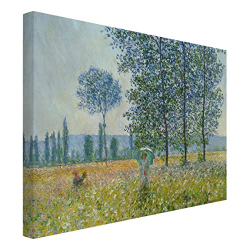 Leinwandbild - Claude Monet - Felder im Frühling Querformat 90 x 120 cm von Bilderwelten