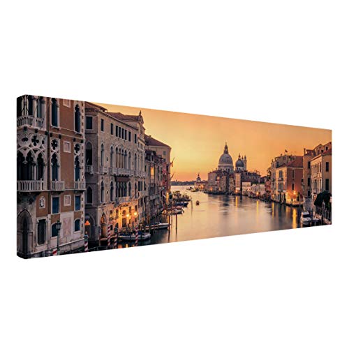 Leinwandbild - Goldenes Venedig Panorama Bild auf Leinwand 70x200 cm von Bilderwelten