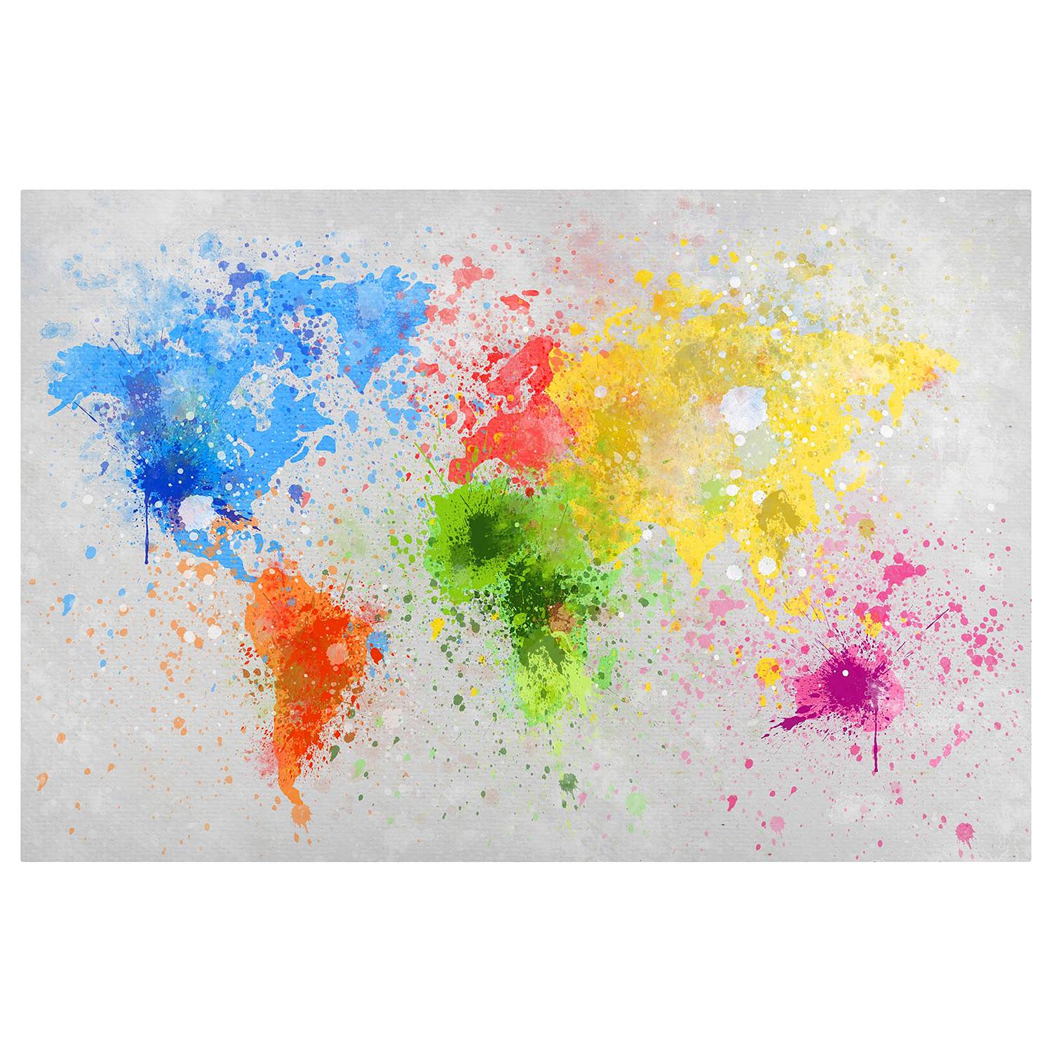 Magnettafel Bunte Farbspritzer Weltkarte von Bilderwelten