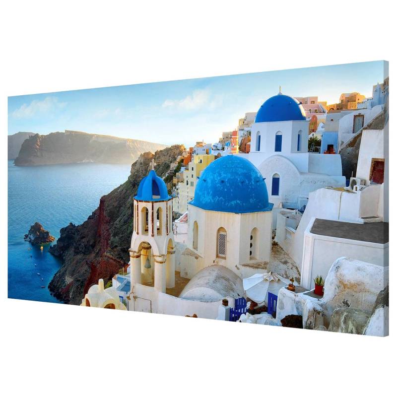 home24 Magnettafel Santorini Stahl, lackiert & Vinyl-Spezialfolie Rückseitige Aufhängungsösen Blau 78 x 37 x 2cm von home24
