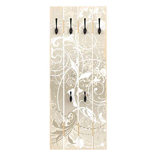 Motiv Wandgarderobe Holz Perlmutt Ornament Design Kleiderhaken schwarz 100x40cm von Bilderwelten