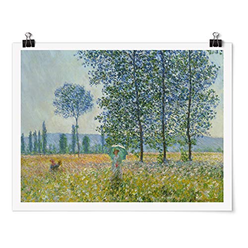 Poster - Claude Monet - Felder im Frühling - Querformat 3:4 Glänzend 60 x 80cm von Bilderwelten