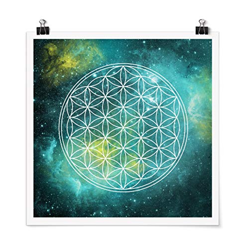 Poster Galerieprint Blume des Lebens im Licht der Sterne Quadrat, Matt 50 x 50cm von Bilderwelten