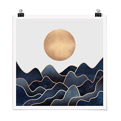 Poster Goldene Sonne Blaue Wellen Quadrat, Galerieprint Glänzend 70 x 70cm Poster Goldene Sonne Blaue Wellen Quadrat, Galerieprint Glänzend 70 x 70cm von Bilderwelten