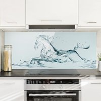 Spritzschutz Glas - Gläsernes Ross - Panorama Quer Größe HxB: 50cm x 125cm von MICASIA