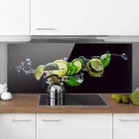 Spritzschutz Glas - Mojito Zutaten - Panorama Quer Größe HxB: 40cm x 100cm von MICASIA