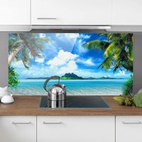 Micasia - Spritzschutz Glas - Traumurlaub - Quer 1:2 Größe HxB: 59cm x 120cm von MICASIA