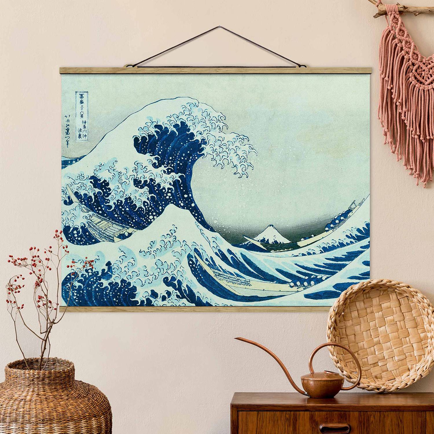 Stoffbild Die grosse Welle von Kanagawa von Bilderwelten