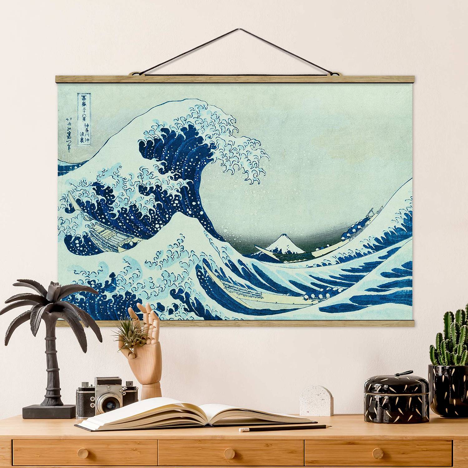 Stoffbild Die grosse Welle von Kanagawa von Bilderwelten