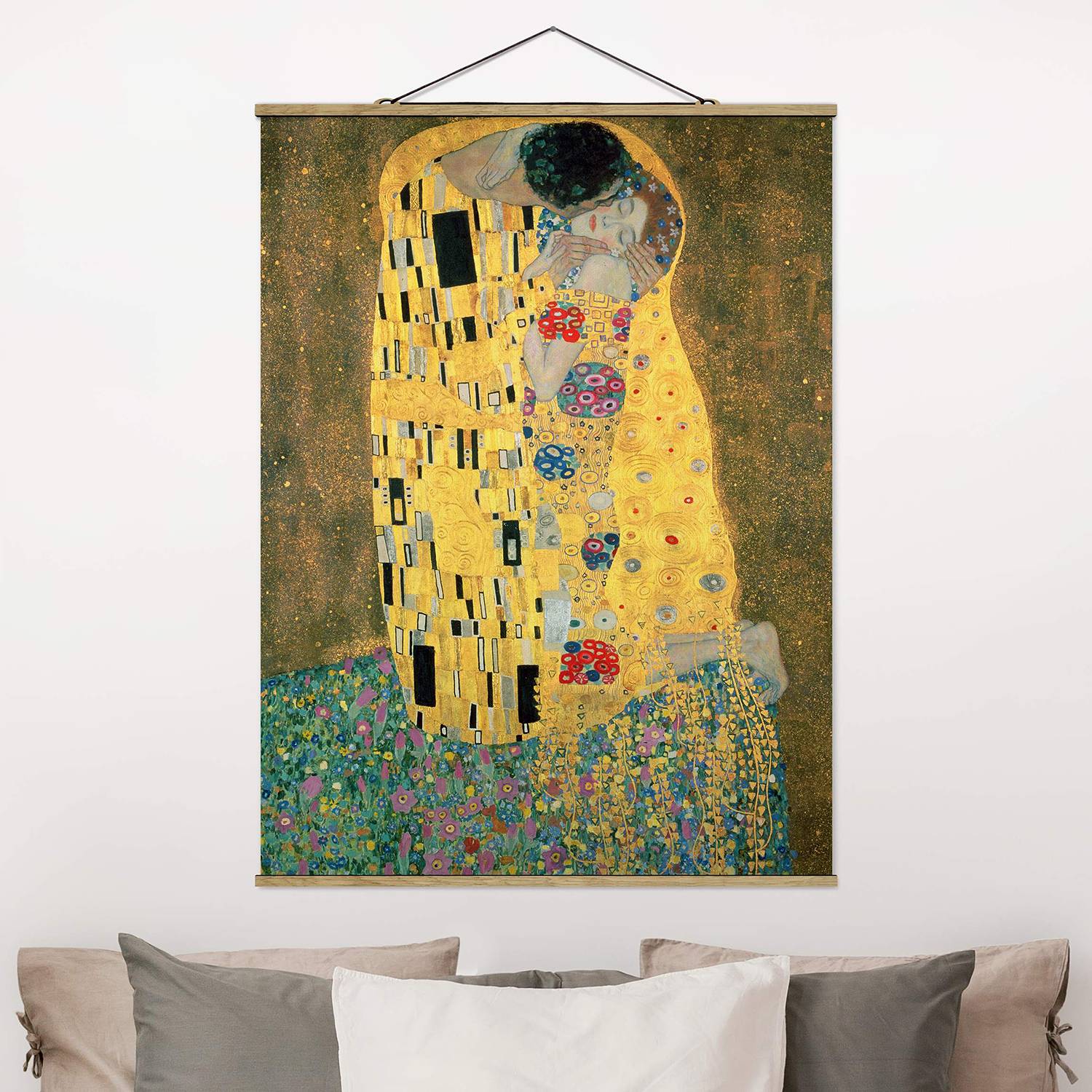 Stoffbild Gustav Klimt  Der Kuß von Bilderwelten