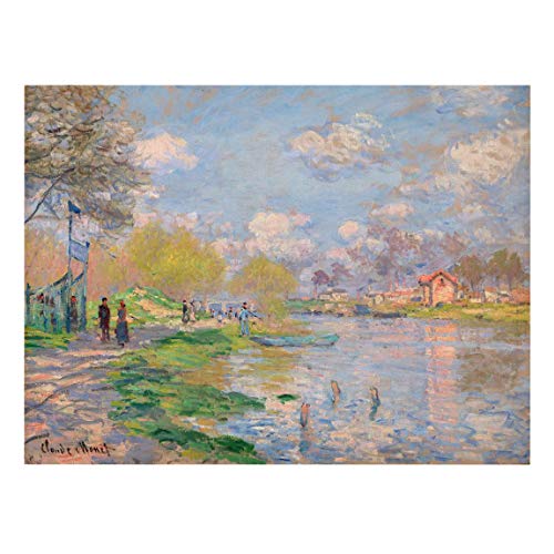 Top Claude Monet Leinwandbilder Frühling an der Seine 90 x 120cm von Bilderwelten