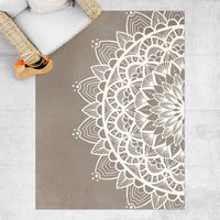 Micasia - Vinyl-Teppich - Mandala Illustration shabby weiß beige - Hochformat 4:3 Größe HxB: 60cm x 45cm von MICASIA