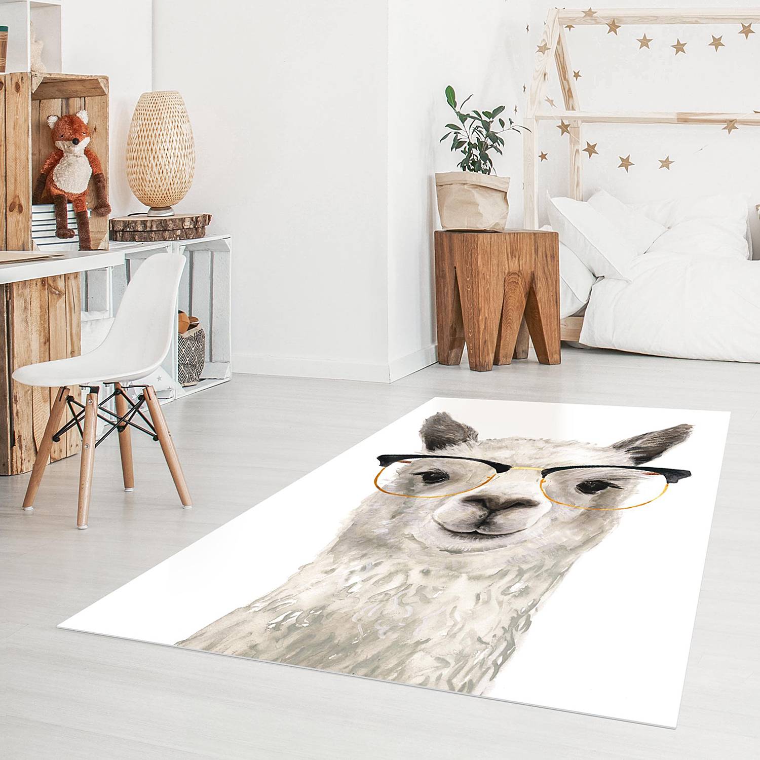 Vinylteppich Hippes Lama mit Brille I von Bilderwelten