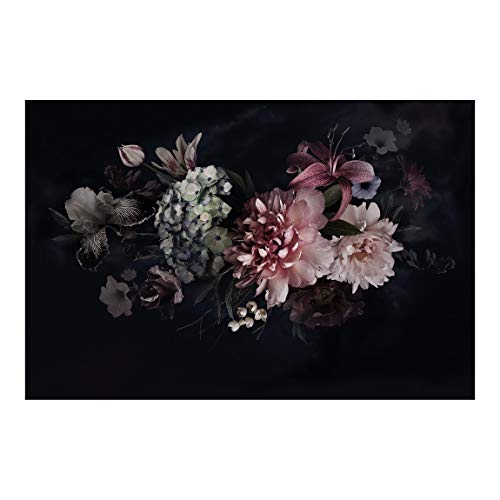 Vlies Fototapete Blumen mit Nebel auf Schwarz Vliestapete 320cm x 480cm von Bilderwelten