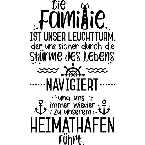 Wandtattoo - Die Familie ist unser Leuchtturm Dunkelrot 60 x 40cm von Bilderwelten