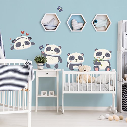 Wandtattoo Kinderzimmer Süßes Pandabären Set, Größe HxB:45cm x 45cm von Bilderwelten