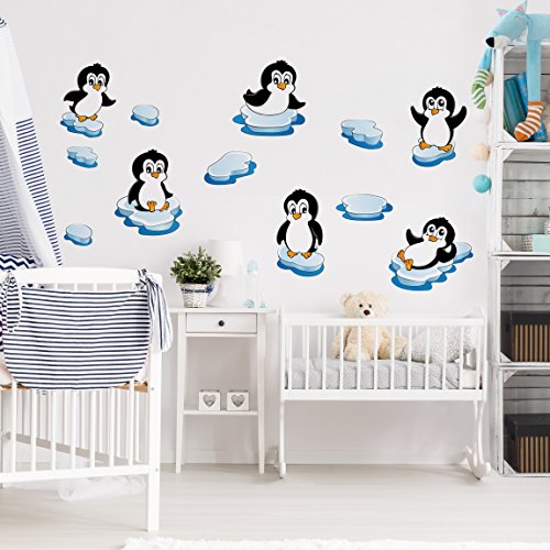 Wandtattoo Pinguin Kinderzimmer Set, Größe:40cm x 40cm von Bilderwelten