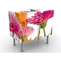 Waschbeckenunterschrank - Flower Melody - Blumen Badschrank Bunt Größe: 55cm x 60cm von MICASIA