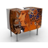Waschbeckenunterschrank - Loren - Vintage Badschrank Orange Braun Größe: 55cm x 60cm von MICASIA