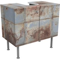 Micasia - Waschbeckenunterschrank - Shabby Industrial Metalloptik - Badschrank Größe: 55cm x 60cm von MICASIA