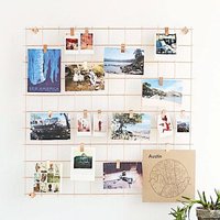 Gold Wire Wall Grid, Free Clips, Schule Foto Mesh Memoboard, Studenten Notiz Anzeigetafel, Büro Metall Tafel, Memogrid, Moodboard von BiletinShop