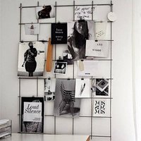 Schwarzes Drahtgitter + Regal, Kostenlose Clips, Wire Mesh Memoboard, Metallgitter, Brett, Moodboard von BiletinShop