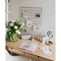 Wire Wall Grid + Shelf, Kostenlose Clips, Goldene Memoboard, Kupfer Notiztafel, Rosegold Metallgitter, Moodboard von BiletinShop