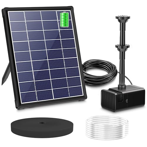 Biling 6W Solar Springbrunnen für außen mit 3000mAh Batterie Solar Teichpumpe mit Akku Solar Brunnenpumpen mit Akku, Solar Wasserpumpe Schwimmende Fontäne für Solar Wasserspiel Brunnen Draussen Teich von Biling