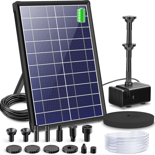 Biling 8W Solar Springbrunnen für außen mit 3600 mAh Batterie Solar Teichpumpe mit Filter Solar Brunnenpumpen mit Akku, Solar Wasserpumpe Schwimmende Fontäne für brunnen draussen miniteich von Biling
