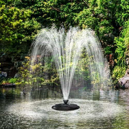 Biling Schwimmender Springbrunnen mit LED-Beleuchtung für Großer Gartenteich, Teichbrunnen mit 2500 l/h Pumpe, 9m Kabel mit EU-Stecker, Wasserspiel mit 3 Fontänen Modi (Frostsicher) von Biling