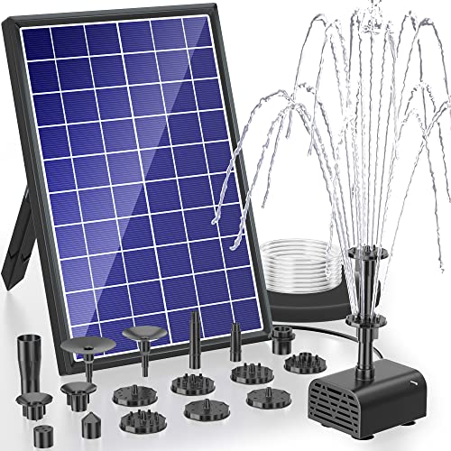 Biling Solar Springbrunnen, 7.5W Solar Teichpumpe mit Akku, 3600 mAh Batterie Solar Teichpumpe, Solar Wasserpumpe Schwimmende Fontäne, Pumpe mit 10 Fontänenstilen für Garten,Wasserspiele,Vogel-Bad von Biling