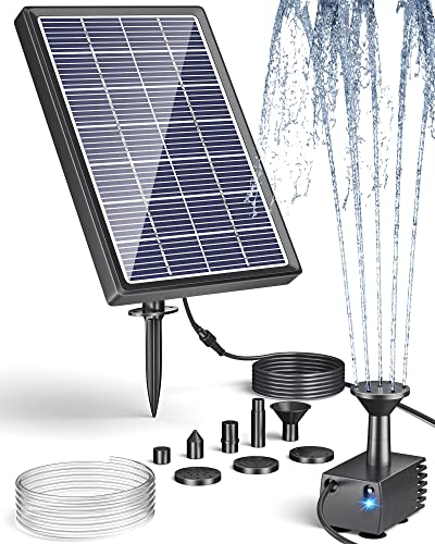 Biling Solar Springbrunnen für Außen mit Glas Panel, Gartenbrunnen Wasserpumpe für Vogelbad, 3.5W Solarbrunnen für Draussen mit 4ft Wasserleitung für Wasserspiel, Teiche, Garten Solarpumpe von Biling