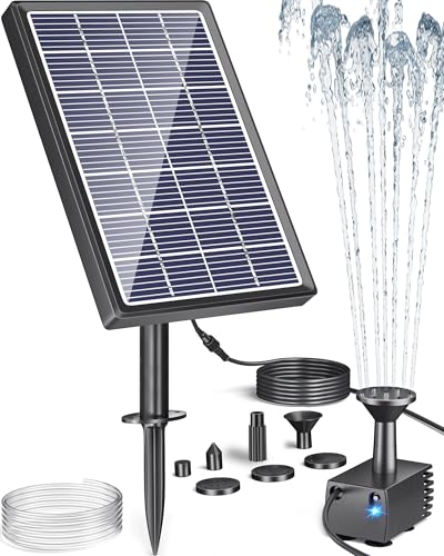 Biling Solar Springbrunnen für Außen mit Glas Panel, 3.5W Solar Brunnenpumpen Gartenbrunnen Wasserpumpe für Vogelbad, Solarbrunnen für Draussen mit 4ft Wasserleitung für Wasserspiel, Teiche von Biling