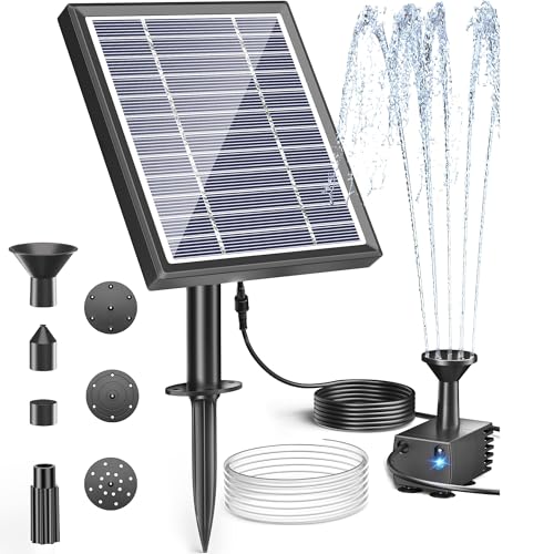Biling Solar Springbrunnen für außen, 2.5W Solar Teichpumpe mit Filter Solar Brunnenpumpen, Solar Wasserpumpe Außen Solar Brunnen mit Wasserleitung für Miniteich, Solar Wasserspiel Draussen von Biling