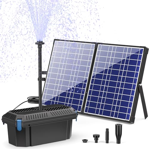 Biling Solar Teichpumpe mit Filter - 1800 l/h Förderleistung 30W Solar Teichfilter Komplettset mit Pump für Teiche und Wasserfall bis 5.000l - Solar Springbrunnen für Außen Garten Pool Wasserspiel von Biling