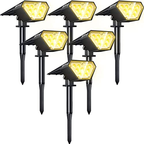 Biling Solarstrahler für Außen Garten, 12 LED-Birnen Gartenbeleuchtung Solar, 2-in-1 Solarlampen für außen, IP67 Wasserdicht Solarbetriebene Lichter für Terrasse, Hof, Garten (6 Stück) von Biling