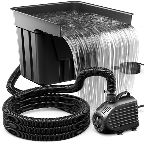 Biling Teich Wasserfall mit Teichfilter Komplettset, Pool Wasserfall mit 80W 4500L/H Teichpump, Wasserfälle Bachläufe Kit für Gartenteich Wasserspiel Terrasse von Biling