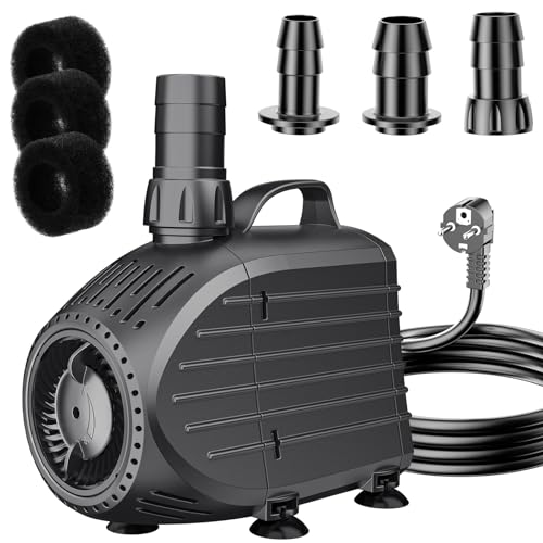 Biling Teichpumpe Filterpumpe 4500 L/H Ultra Leise Springbrunnen Pumpe Schutz vor überhitzung Funktion, Wasserpumpe Tauchpumpe Mit 3m Kabel für Fontänen Brunnen und Wasserspiel Hydroponik-Systeme von Biling