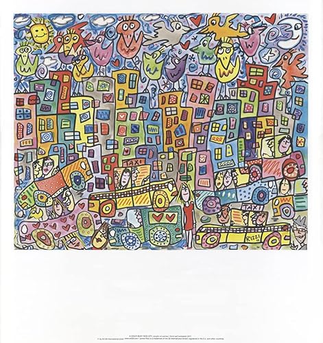 Biller Antik A Crazy Busy Rizzi City Verkehr Dach Vogel Kunstdruck Poster Plakat Rizzi 103 von Biller Antik